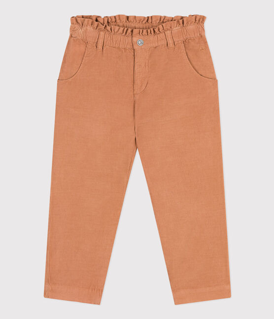 Girl's straight fit trousers in soft velvet SIENNA pink