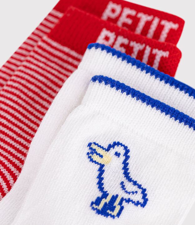 Babies' seagull and stripy cotton socks - 2-Pack multicolor