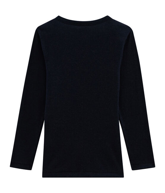 Children's Long-Sleeved T-shirt in Cotton/Wool/Silk SMOKING blue