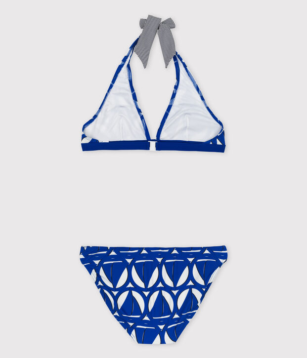 Women's printed two-piece swimsuit white/blue/multicolor