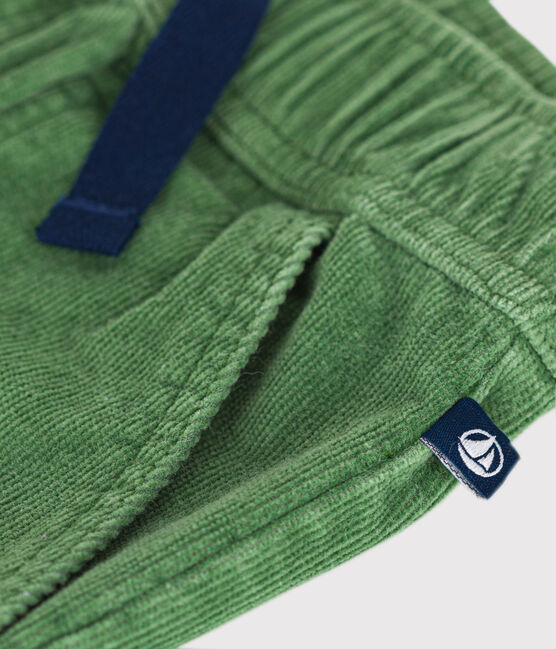 Boys' straight-fit corduroy trousers PALMERAIE green