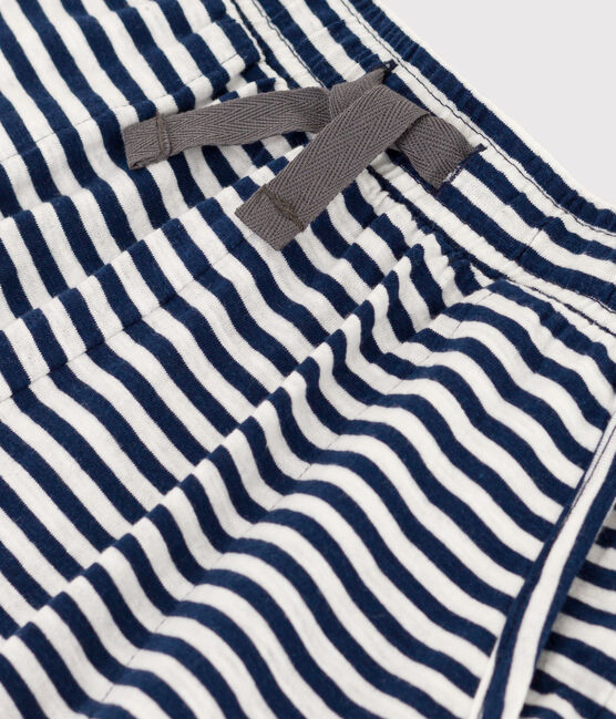 Girls' Striped Slub Jersey Shorts MEDIEVAL blue/MARSHMALLOW white