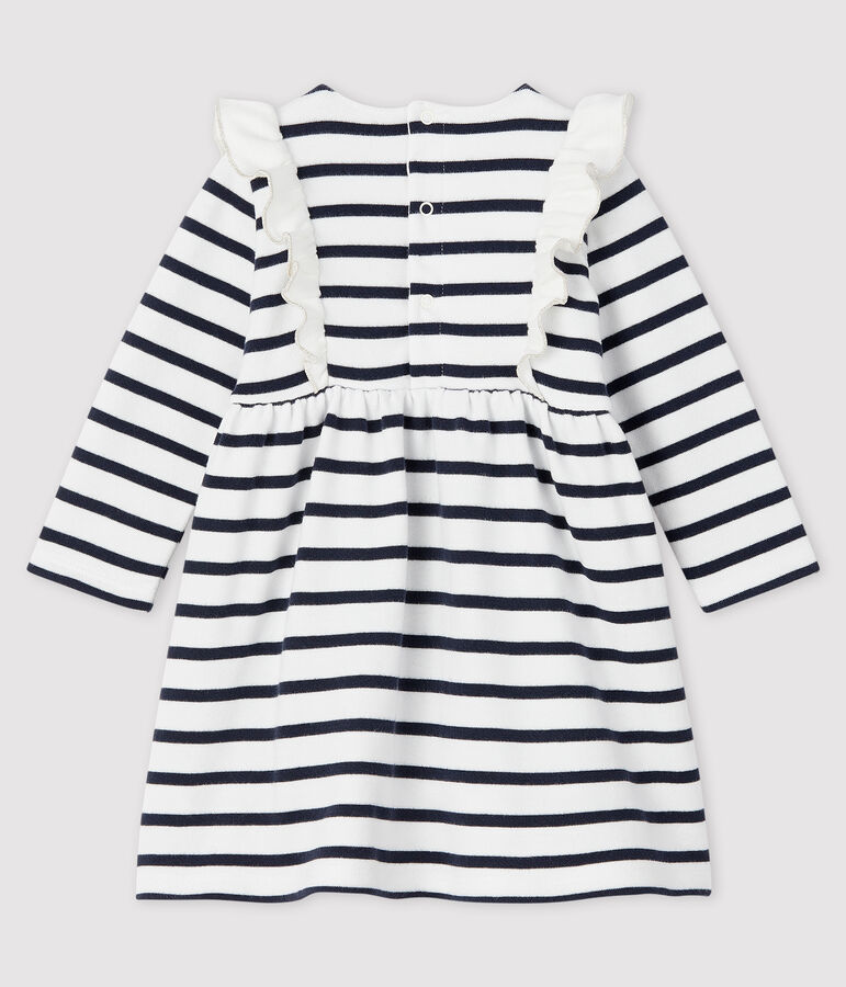 Baby girl's long-sleeved dress white/blue