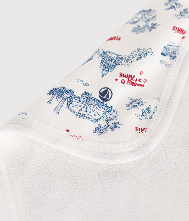 Paris print cotton and terry baby wipes white/multicolor