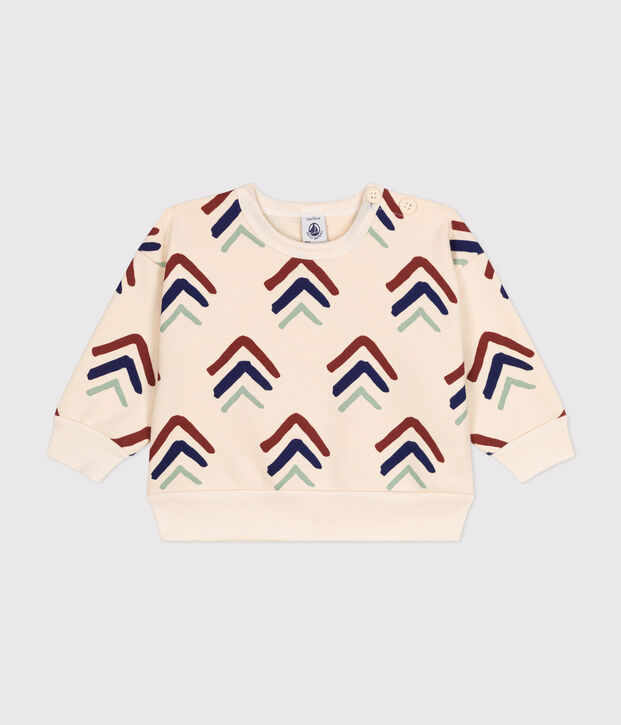 Babies' Fleece Sweatshirt Ecru/blue/multicolor