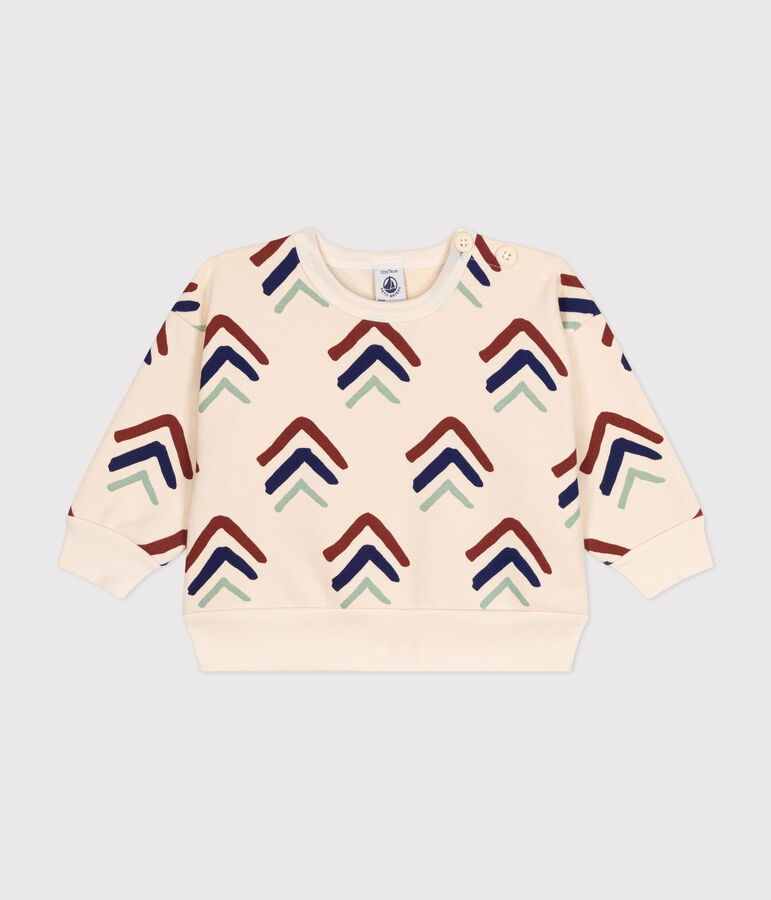 Babies' Fleece Sweatshirt Ecru/blue/multicolor