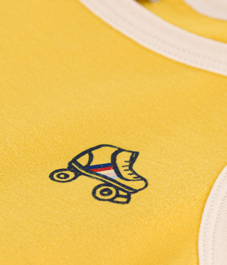 Girls' Sleeveless Cotton Dress yellow/ecru