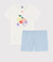Girls' Summer Fruit Pattern Cotton Short Pyjamas MARSHMALLOW white/MULTICO white