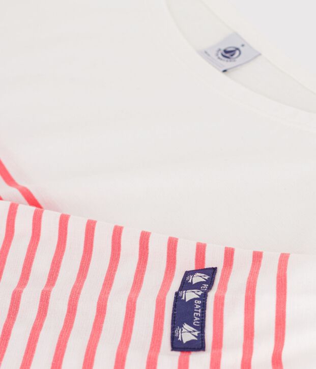 Women's stripy cotton Breton top pink/pink
