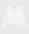 Girls' Cotton Knit Cardigan MARSHMALLOW white