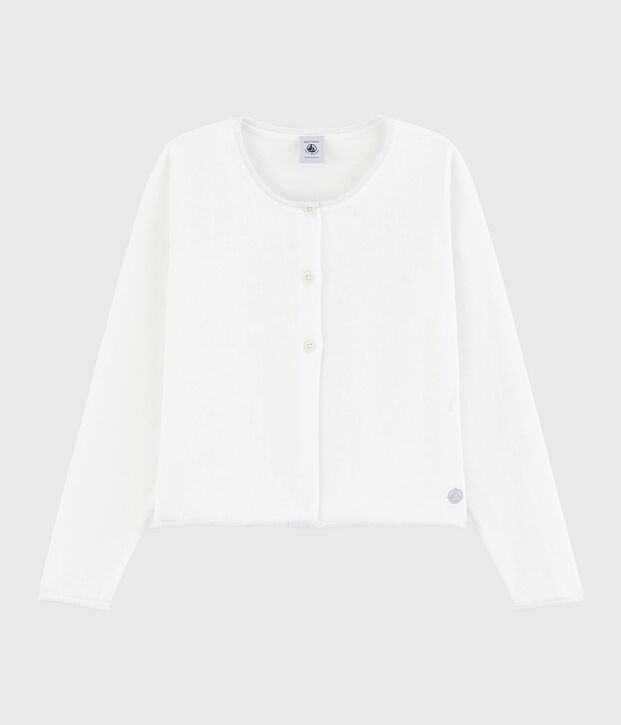 Girls' Cotton Knit Cardigan white