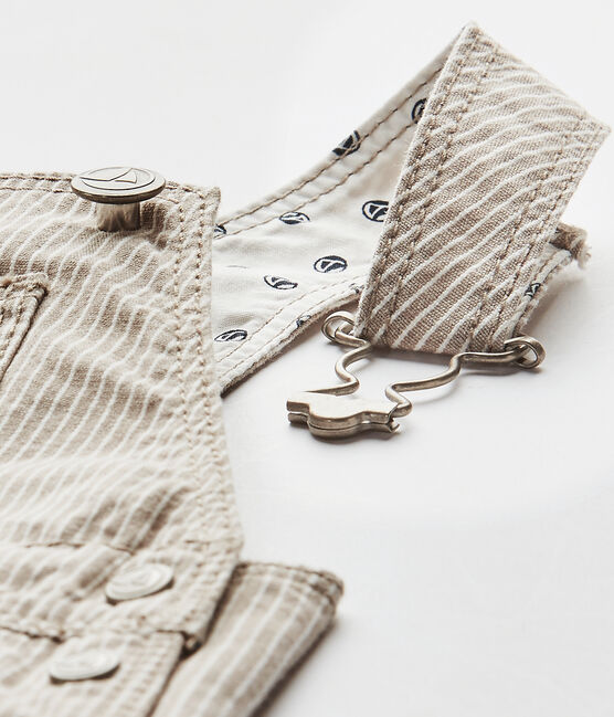 Baby boy short dungaree MINERAI grey/LAIT white