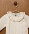 Babies' 2-piece set in wool and cotton with a flower-patterned ruff MARSHMALLOW white
