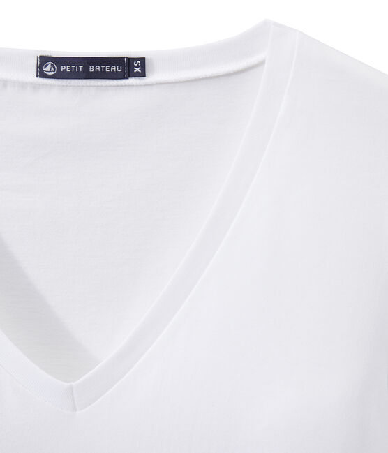 V-NECK women's fine jersey tee ECUME white