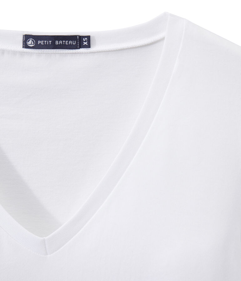 V-NECK women's fine jersey tee white