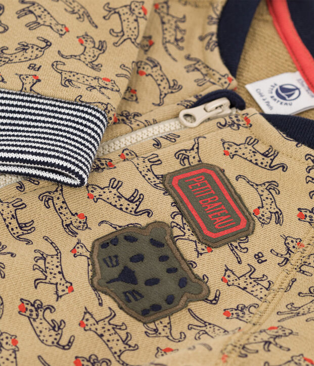 Babies' Fleece Baseball Jacket beige/multicolor
