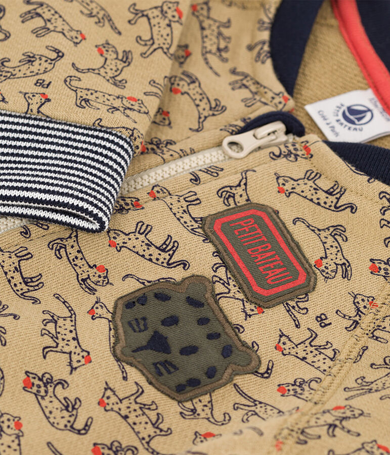 Babies' Fleece Baseball Jacket JERRYCAN beige/MULTICO