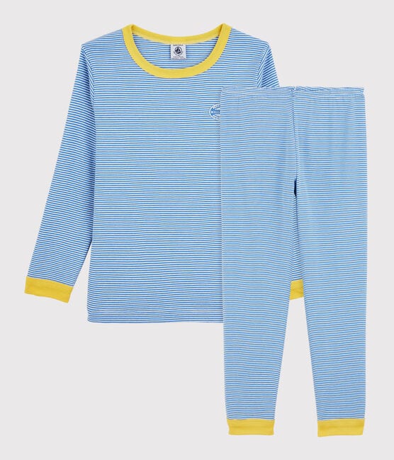 Unisex Pinstriped Organic Cotton Pyjamas BRASIER blue/MARSHMALLOW grey