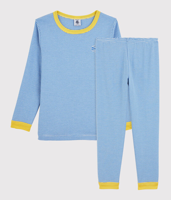 Unisex Pinstriped Organic Cotton Pyjamas BRASIER blue/MARSHMALLOW grey