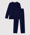 Boys' Striped Velour Pyjamas SMOKING blue/MULTICO white