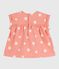 Babies' short-sleeved sun print cotton blouse ABRICOT orange/MARSHMALLOW