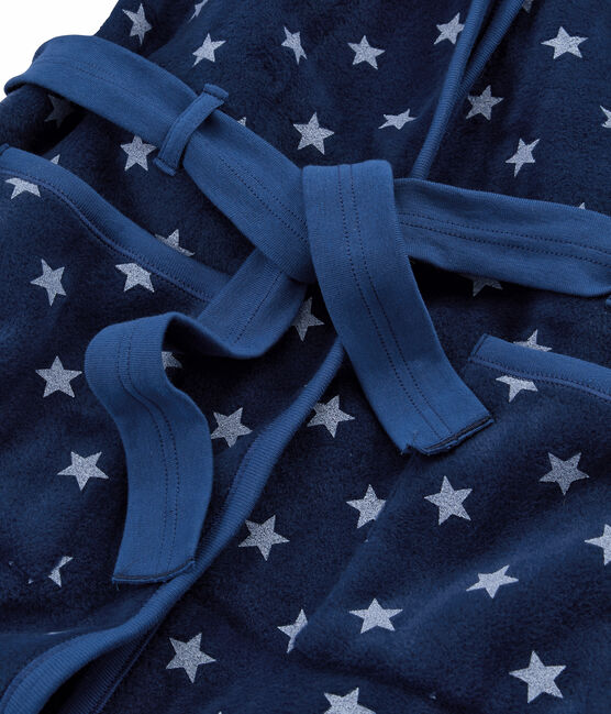 Children's Fleece Dressing Gown MEDIEVAL blue/MARSHMALLOW white