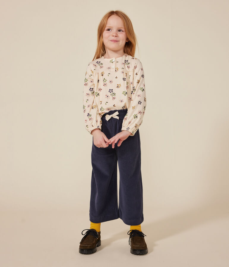 Girls' long-sleeved tube knit blouse Ecru/multicolor