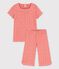 Girls' Floral Short-Sleeved Organic Cotton Pyjamas PAPAYE pink/MARSHMALLOW