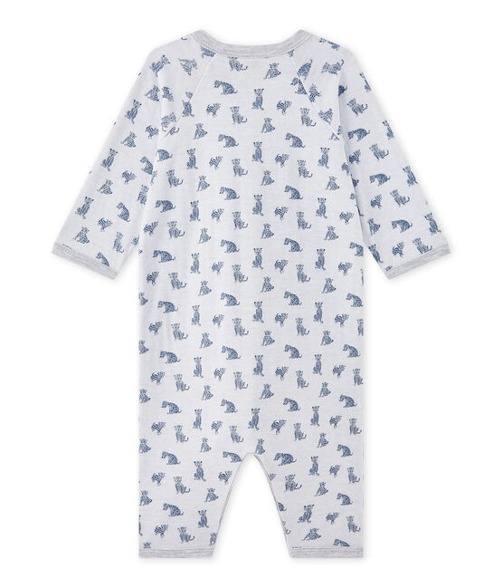 Baby boy's footless sleepsuit in a double knit ECUME white/MULTICO white