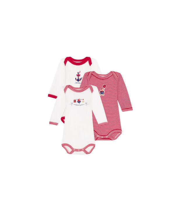 Lot de bodies manches longues en coton imprim&eacute; multicolor