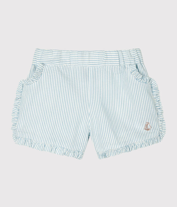Baby Girls' Seersucker Shorts white/blue