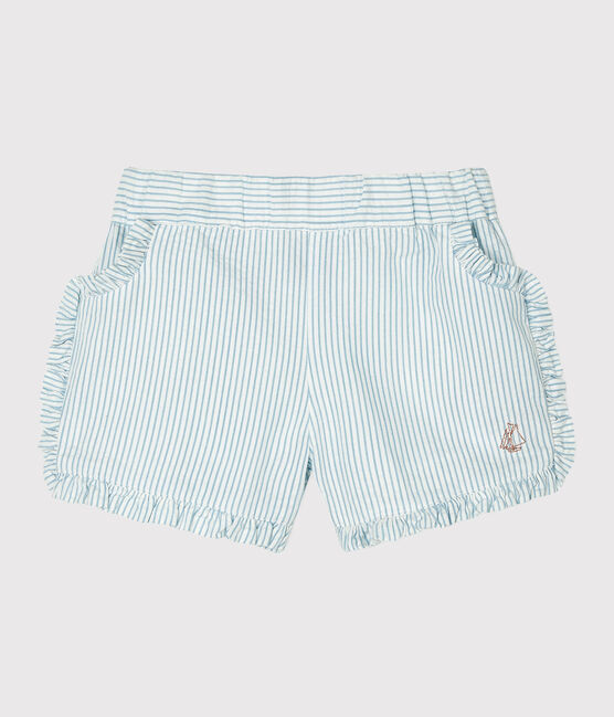 Baby Girls' Seersucker Shorts MARSHMALLOW white/ACIER blue