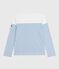 Women's long-sleeved cotton Breton t-shirt MARSHMALLOW white/ALASKA blue