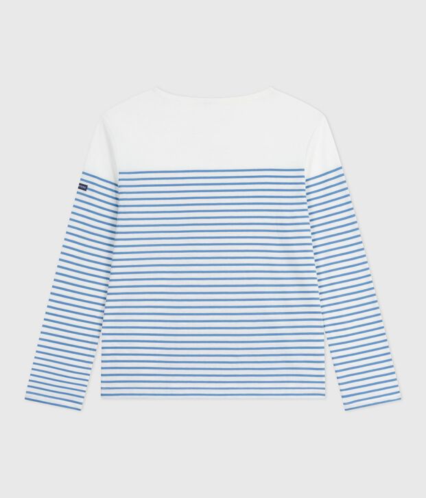 Women's long-sleeved cotton Breton t-shirt white/blue