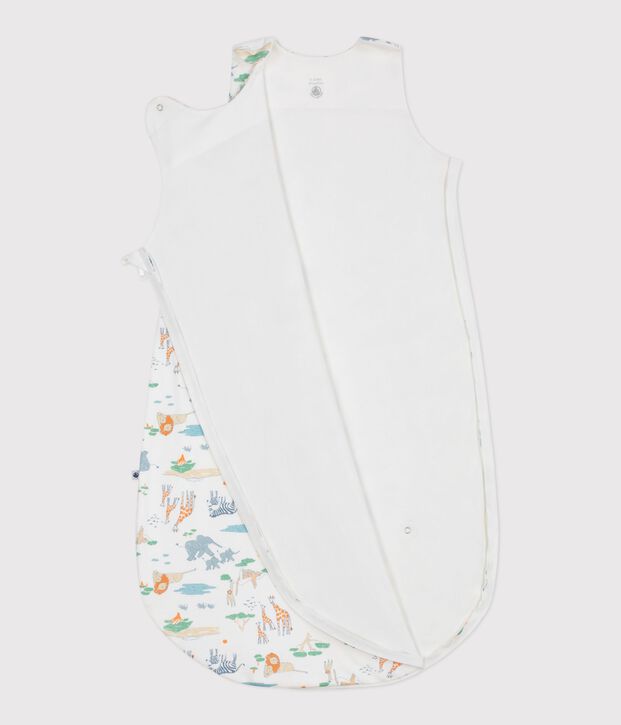 Babies' 0.5 TOG printed cotton sleeping bag white/multicolor