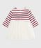 Babies' long-sleeved dress in two materials MILK red/AMARANTE