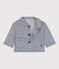 Babies' Stripy Cropped Jacket MEDIEVAL blue/MARSHMALLOW white