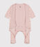 Babies' mini heart print velour bodyjamas SALINE pink/ROSEWOOD