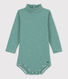 Babies' Stripy Long-Sleeved Roll Neck Cotton Bodysuit
