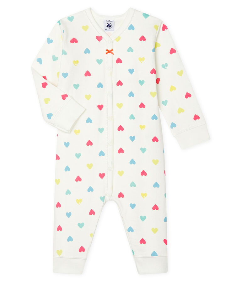 Baby Girls' Tube-Knit Footless Sleepsuit MARSHMALLOW white/MULTICO white