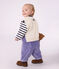 Babies' sleeveless wool and cotton knit jumper. white