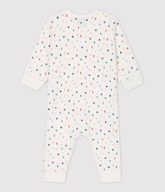 Babies' Multicoloured Letter Patterned Organic Cotton Sleepsuit MARSHMALLOW white/MULTICO white