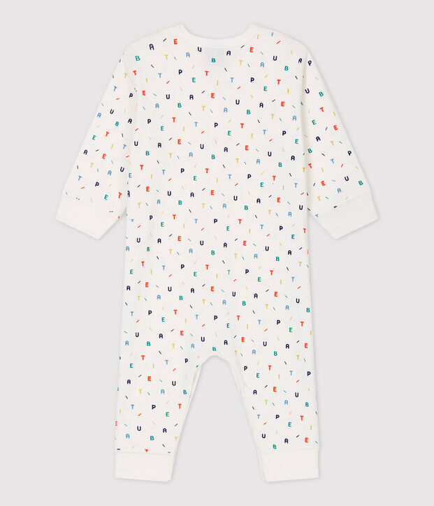 Babies' Multicoloured Letter Patterned Organic Cotton Sleepsuit white/multicolor
