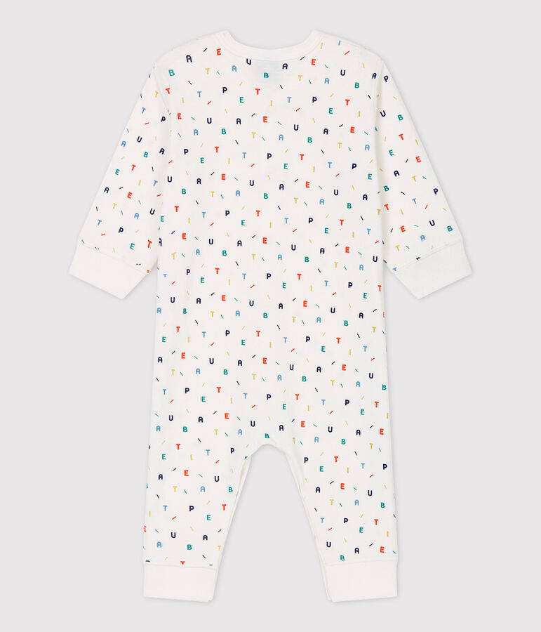 Babies' Multicoloured Letter Patterned Organic Cotton Sleepsuit white/multicolor