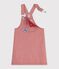 Children's stripy cotton pinafore dress pink/pink