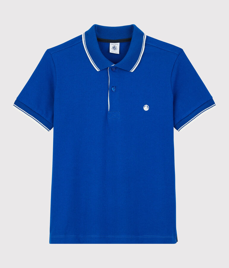 Boys' Short-Sleeved Jersey Polo Shirt blue