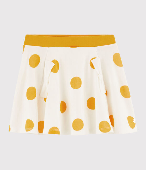 Girls' knit skirt MARSHMALLOW white/BOUDOR yellow