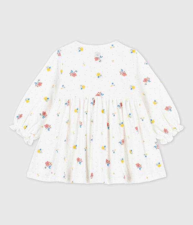 Babies' Organic Tube Knit Floral Print Dress white/multicolor