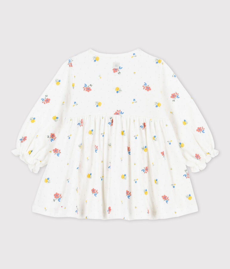 Babies' Organic Tube Knit Floral Print Dress white/multicolor