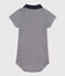 Babies' Short-Sleeved Stripy Polo Collar Cotton Bodysuit SMOKING blue/MARSHMALLOW white